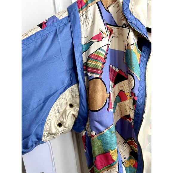 NWT Vintage 90s Silk Statement Bomber Convertible Vest Geometric Patchwork S - Picture 10 of 16